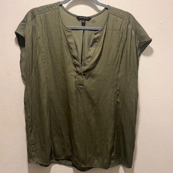Banana Republic V-Neck Blouse Women's Size Large Olive Green - Picture 1 of 6